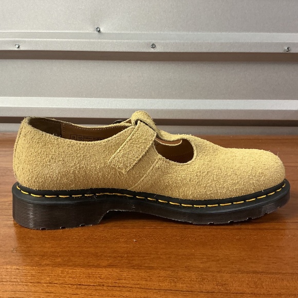 Dr. Martens Men T-Bar Yellow Tan Nappy Hairy Suede Leather Buckle Shoe Size 10 - Picture 8 of 12